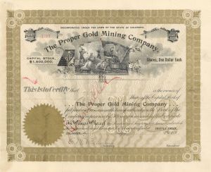 Proper Gold Mining Co. - Stock Certificate