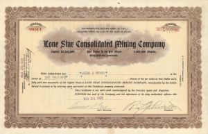 Lone Star Consolidated Mining Co. - Stock Certificate