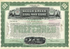 Beech Creek Coal and Coke Co. - 1901 or 1902 dated Stock Certificate