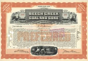 Beech Creek Coal and Coke Co. - 1903 or 1911 dated Stock Certificate