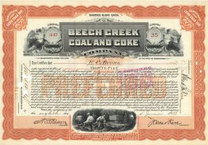 Beech Creek Coal and Coke Co. - 1903 or 1911 dated Mining Stock Certificate