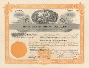 Horn Silver Mining Co. - 1913 dated Stock Certificate