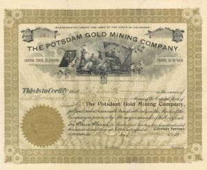 Potsdam Gold Mining Co. - 1895 dated Stock Certificate