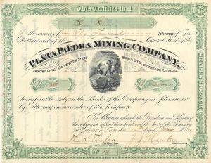 Plata Piedra Mining Co. - 188? dated Stock Certificate