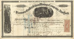 Harmon Gold and Silver Mining Company of New York - 1867  dated Stock Certificate