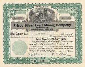 Frisco Silver Lead Mining Co. - 1934 dated Stock Certificate