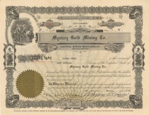 Mystery Gold Mining Co. - 1935 dated Stock Certificate