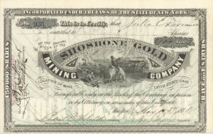 Shoshone Gold Mining Co. - 1888 dated Stock Certificate