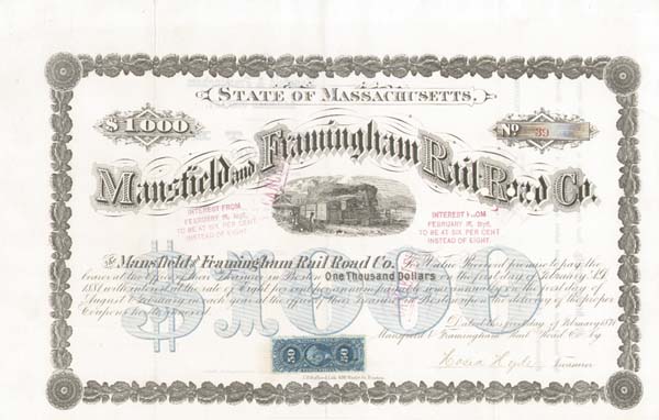 Mansfield and Framingham Railroad - Bond