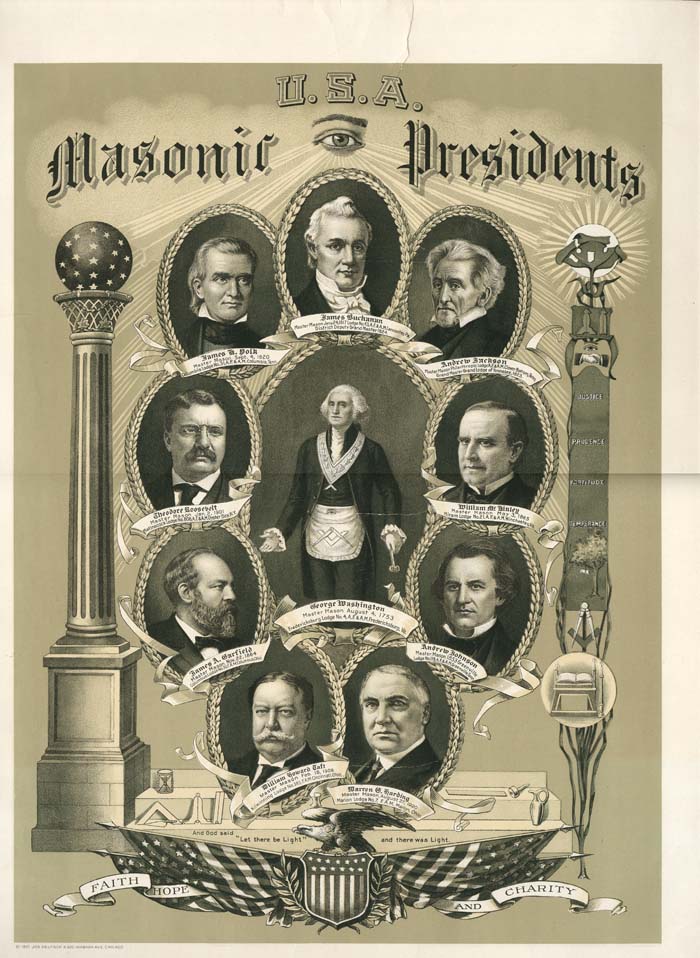 U.S.A. Masonic Presidents - Masonic Poster