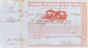 Henry Keep - Michigan Southern and Northern Indiana Railroad - Stock Certificate (Uncanceled)