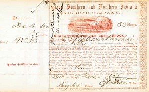 Henry Keep - Michigan Southern and Northern Indiana Railroad - Stock Certificate