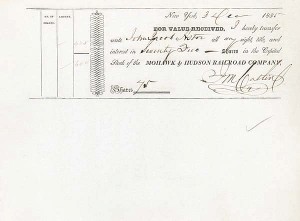 John Jacob Astor - 1835 Mohawk and Hudson Railroad - Stock Certificate
