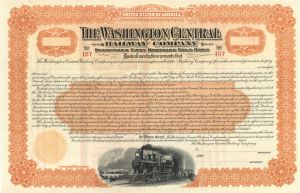 Washington Central Railway Co. - Circa 1910 Northern Pacific Archive Bond - Orange Type