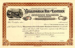 Bellingham Bay and Eastern Railroad - Unissued Stock Certificate