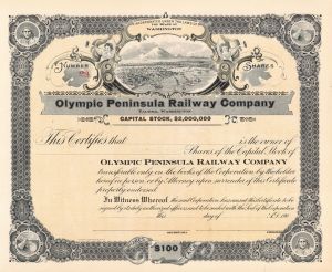 Olympic Peninsula Railway Co. - Stock Certificate