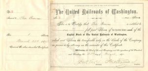United Railroads of Washington - Stock Certificate
