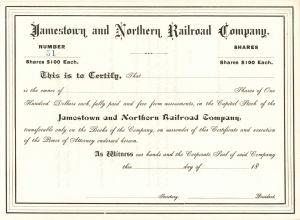 Jamestown and Northern Railroad Co. - Northern Pacific Archive