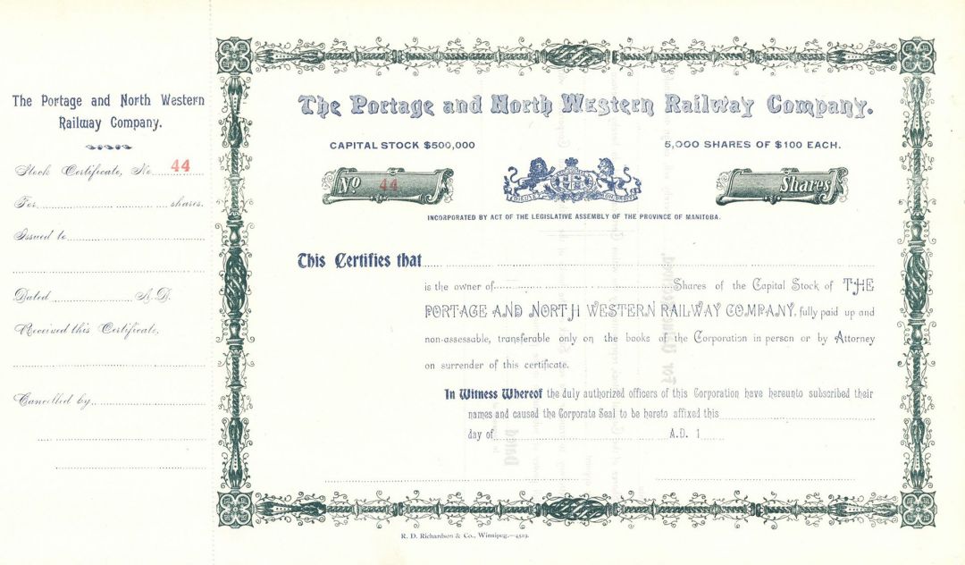 Portage and North Western Railway Co. - Northern Pacific Archives