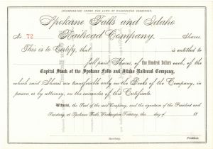 Spokane Falls and Idaho Railroad Co. - Northern Pacific Archives