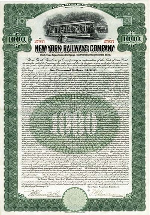 New York Railways - Bond (Uncanceled)