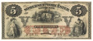 The Somerset and Worcester Savings Bank - Obsolete Paper Money - SOLD