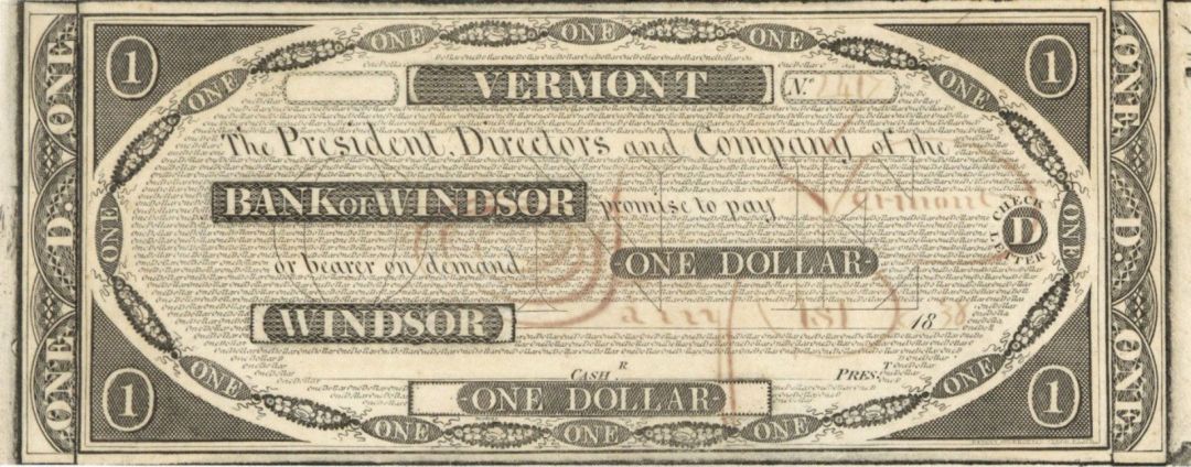 Bank of Windsor - $1 Obsolete Note