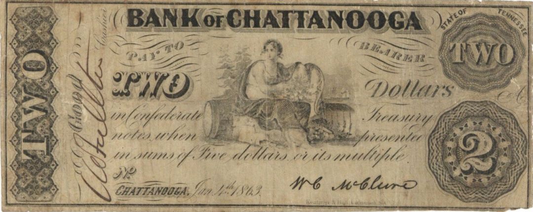 Bank of Chattanooga - Obsolete Paper Money