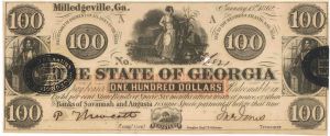 The State of Georgia - Obsolete State Currency - Banknote dated 1862 - SOLD