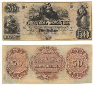 $50 Canal Bank - Obsolete Banknote - Paper Money