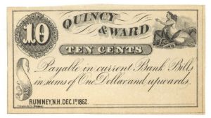 Quincy and Ward 10 cents - Obsolete Notes