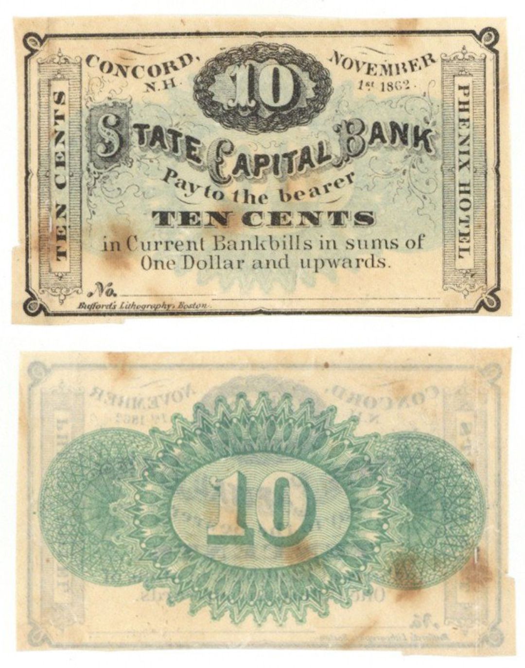 State Capital Bank 10 cents - Obsolete Notes