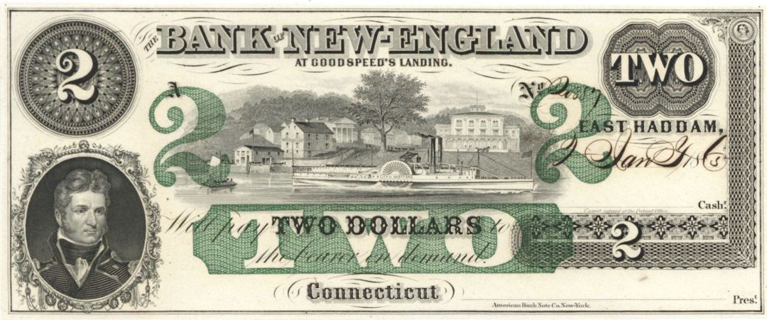 Bank of New England $2 - Obsolete Notes