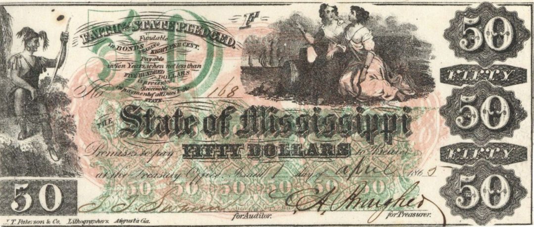 State of Mississippi $50 - Obsolete Notes