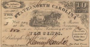 State of North Carolina 10 cents - Obsolete Notes