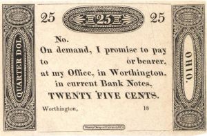 Worthington Office 25 cents - Obsolete Notes