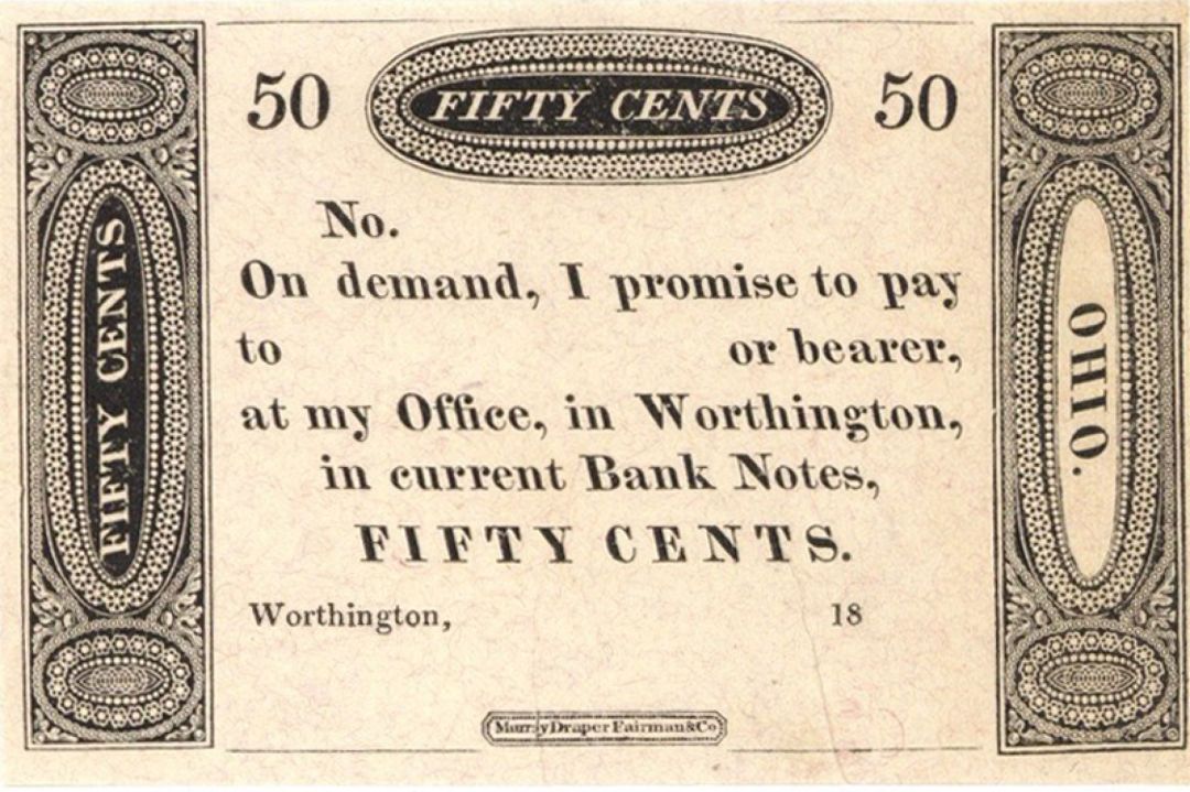 Worthington Office 50 cents - Obsolete Notes