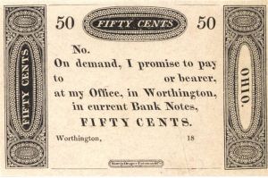 Worthington Office 50 cents - Obsolete Notes