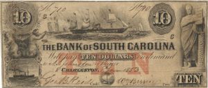 Bank of South Carolina $10 - Obsolete Notes