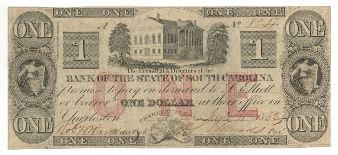 Bank of the State of South Carolina $1 - Obsolete Notes