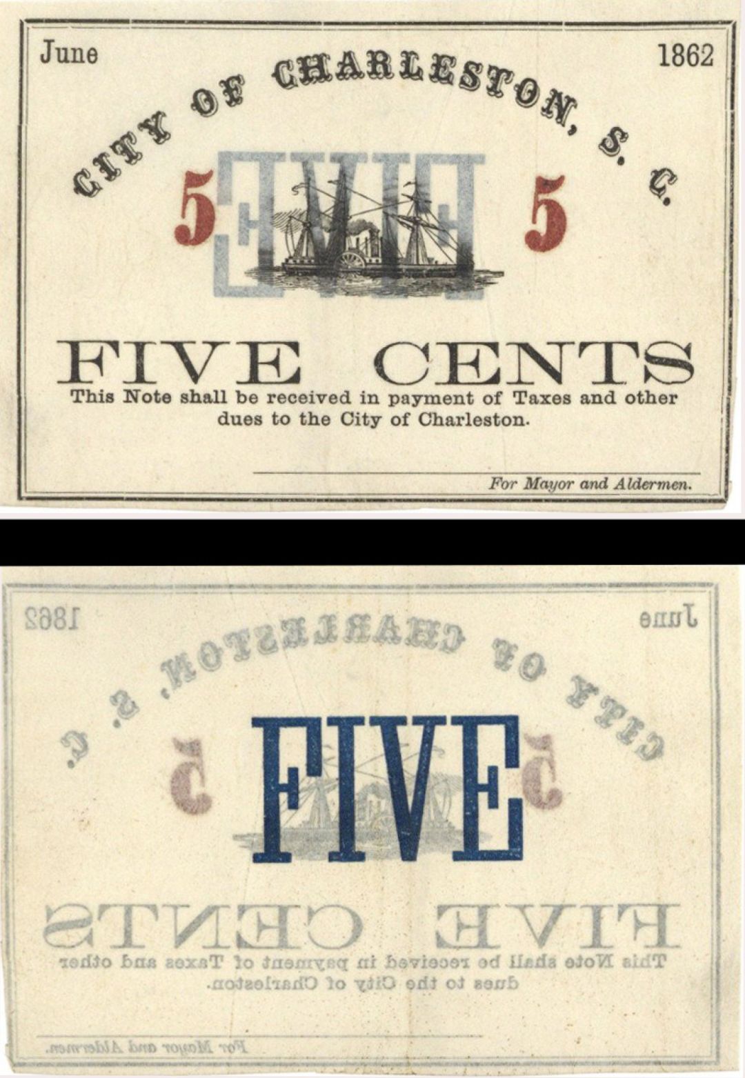 City of Charleston, S.C. 5 cents - Obsolete Notes