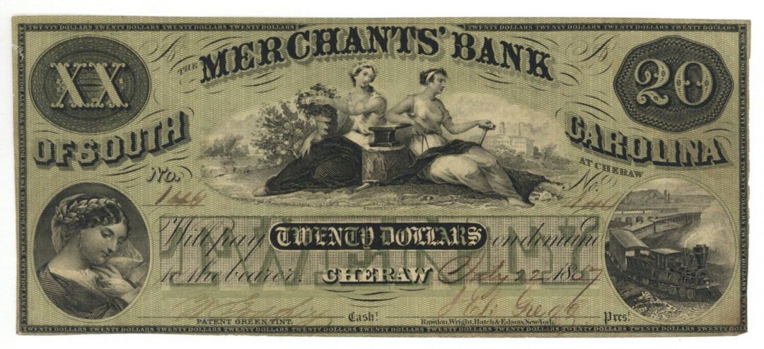 Merchants' Bank of South Carolina $20 - Obsolete Notes