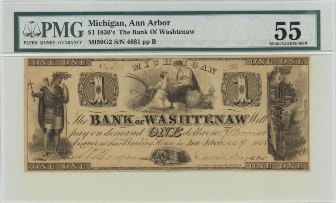 Bank of Washtenaw $1 - Obsolete Notes