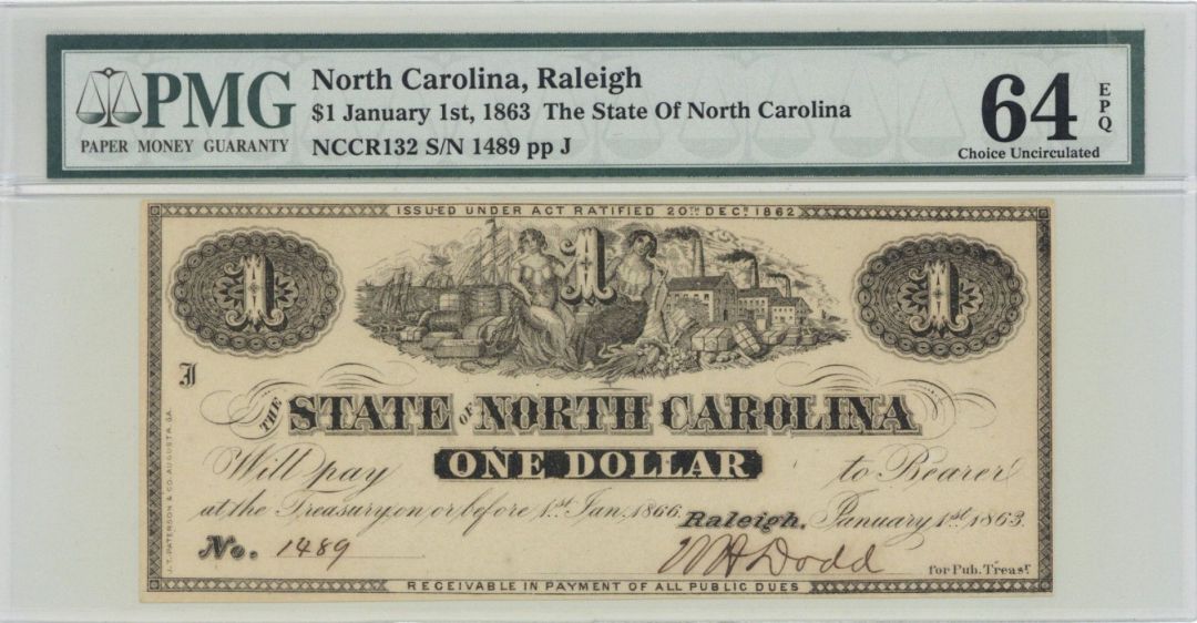 State of North Carolina $1 - Obsolete Notes