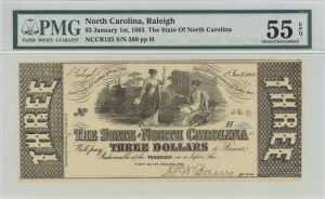 State of North Carolina $3 - Obsolete Notes