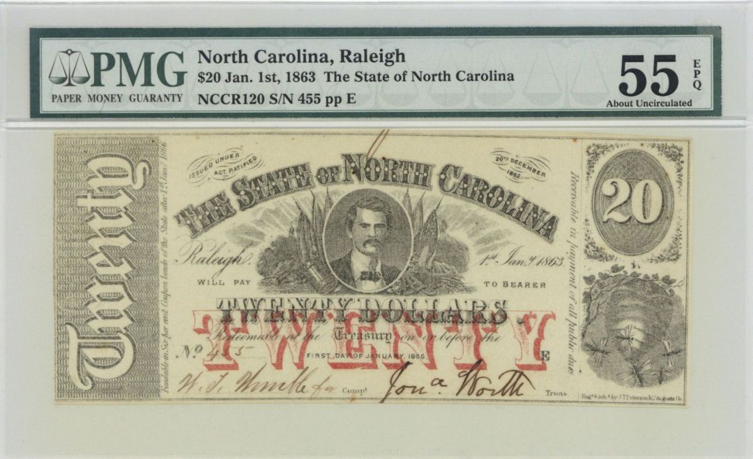 State of North Carolina $20 - Obsolete Notes