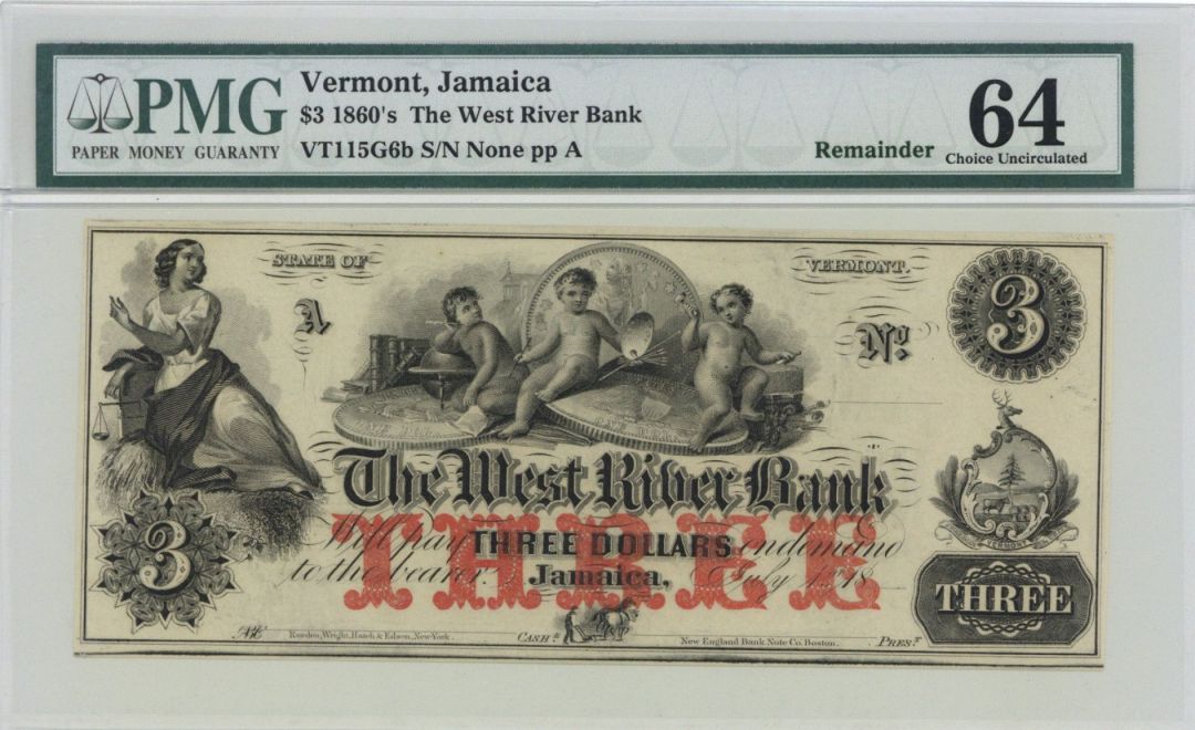 West River Bank $3 - Obsolete Notes