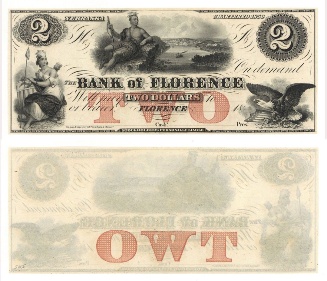 Bank of Florence $2 - Obsolete Notes