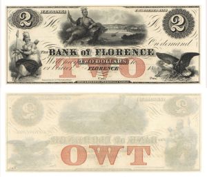 Bank of Florence $2 - Obsolete Notes