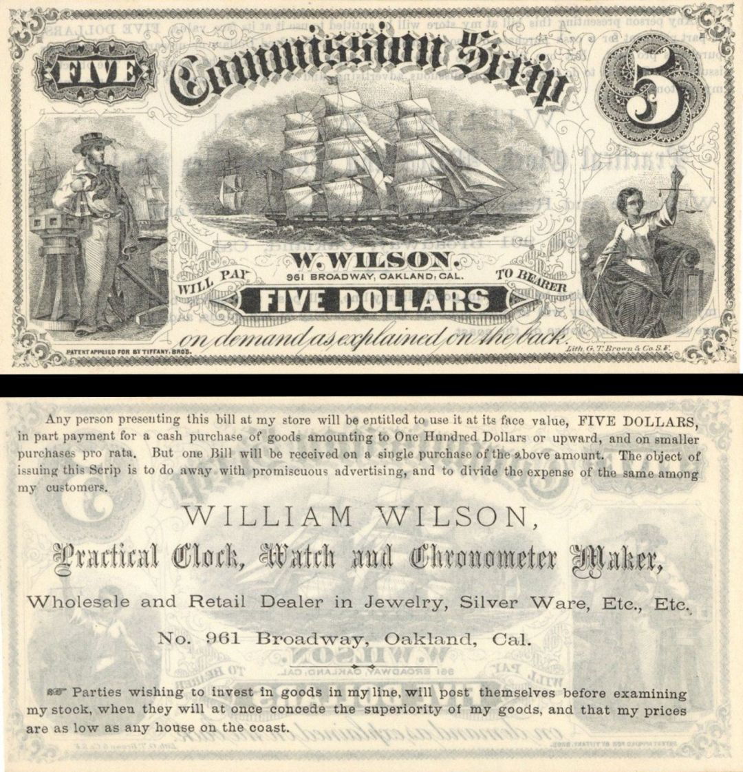 Commission Scrip $5 - Obsolete Notes